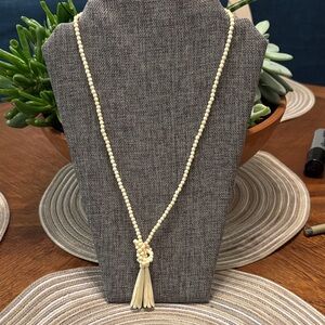 Hand Carved Bone/Ivory antique beaded necklace with tassels
